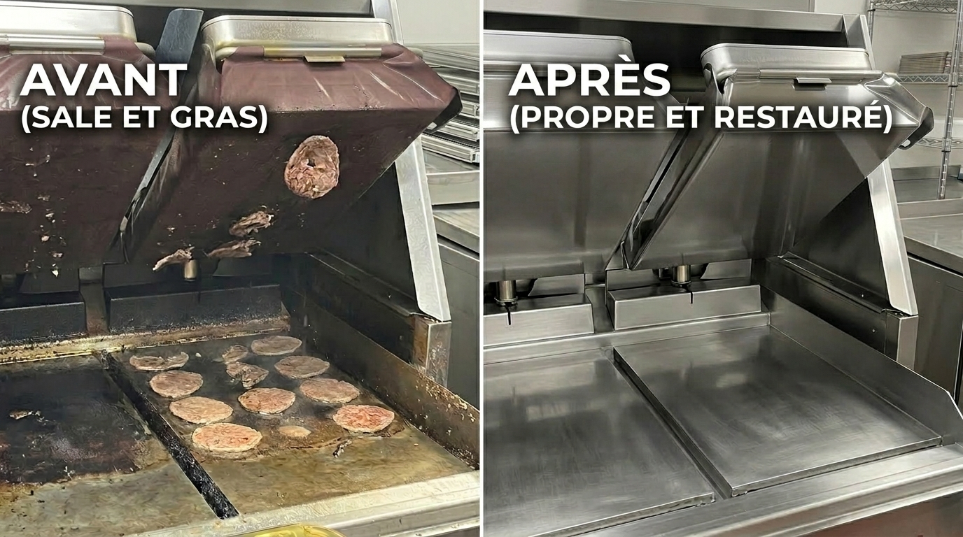Friteuse professionnelle avant et après nettoyage SLNP